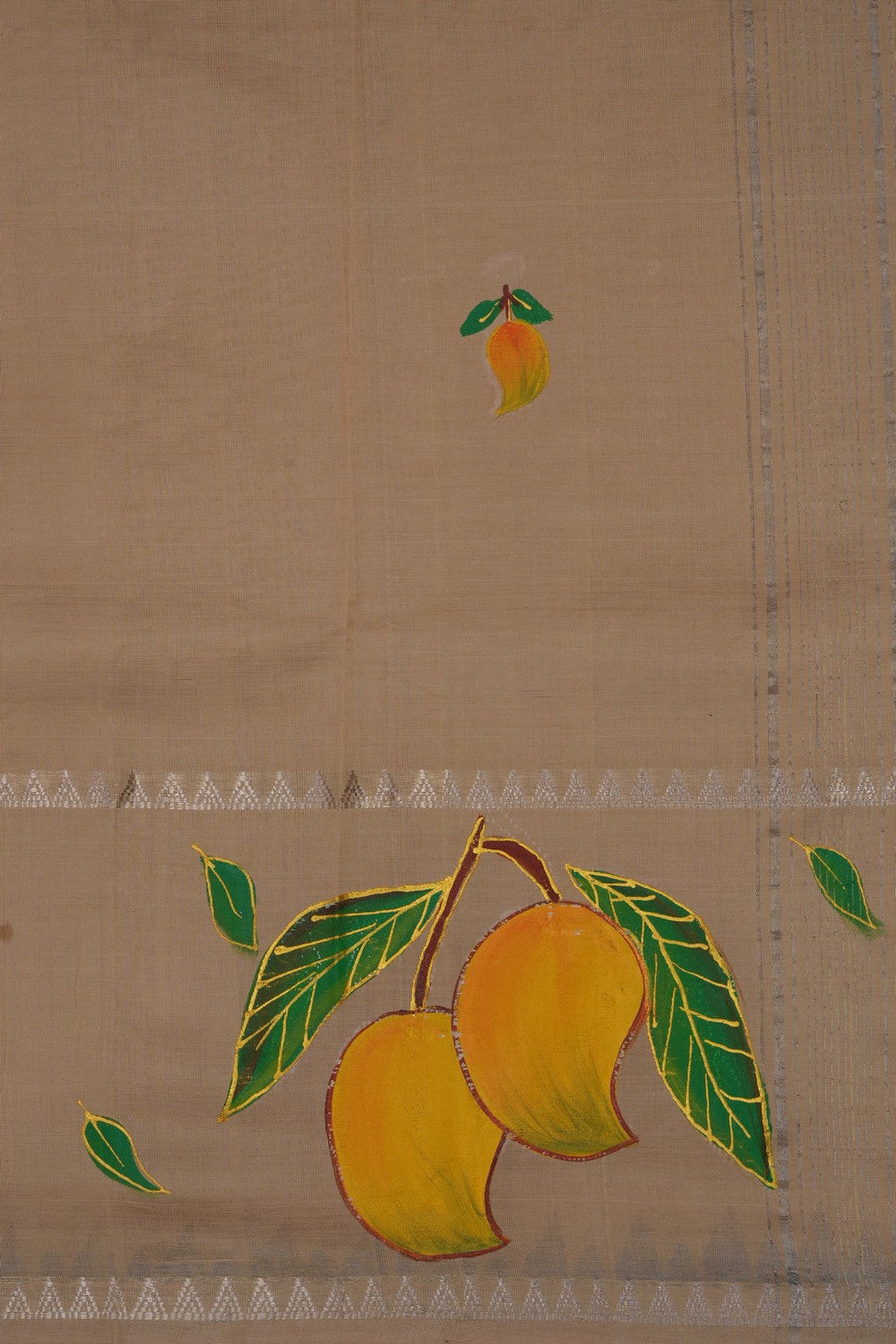 Image of Ivory Beige Mangalagiri Silk Saree