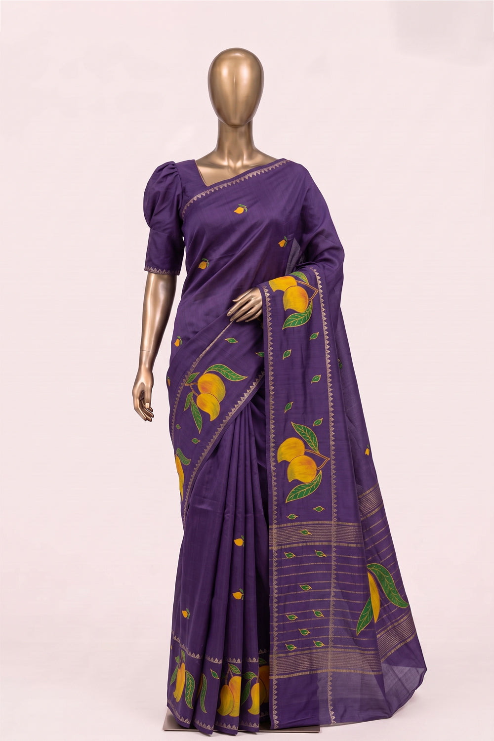 Image of Purple Mangalagiri Silk Saree