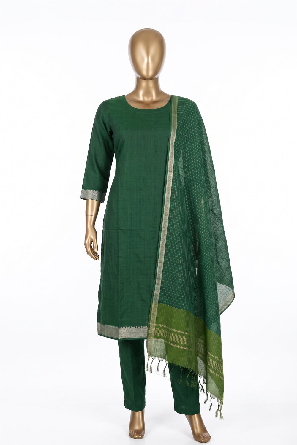 Image of Mangalgiri Silk Unstitched Suit Set Fabric (3 Pcs Set)