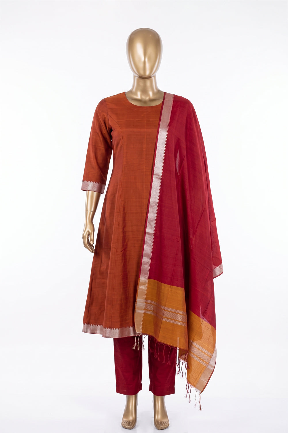 Image of Mangalgiri Silk Unstitched Suit Set Fabric (3 Pcs Set)