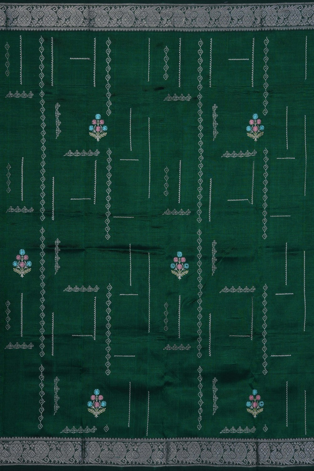 Image of Mangalgiri Embroidery Unstitched Suit Set Fabric (3 Pcs Set)