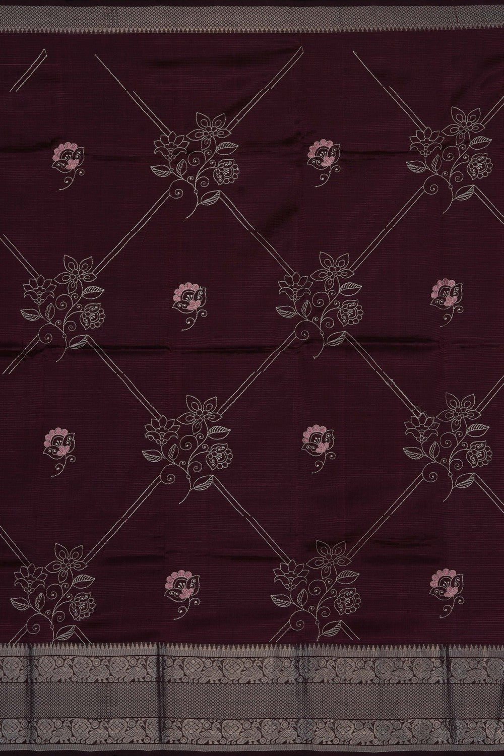Image of Mangalgiri Embroidery Unstitched Suit Set Fabric (3 Pcs Set)