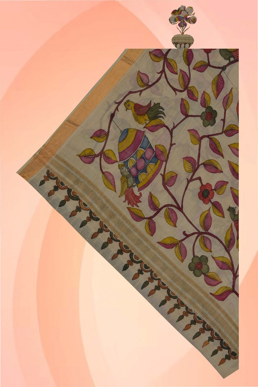 Image of Kalamkari Hand-Painted Dupatta