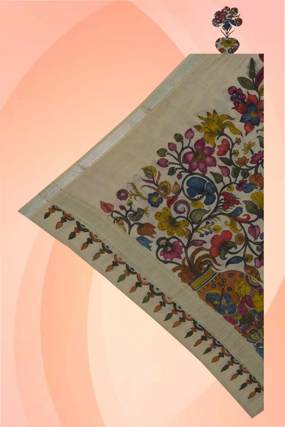 Image of Kalamkari Hand-Painted Dupatta