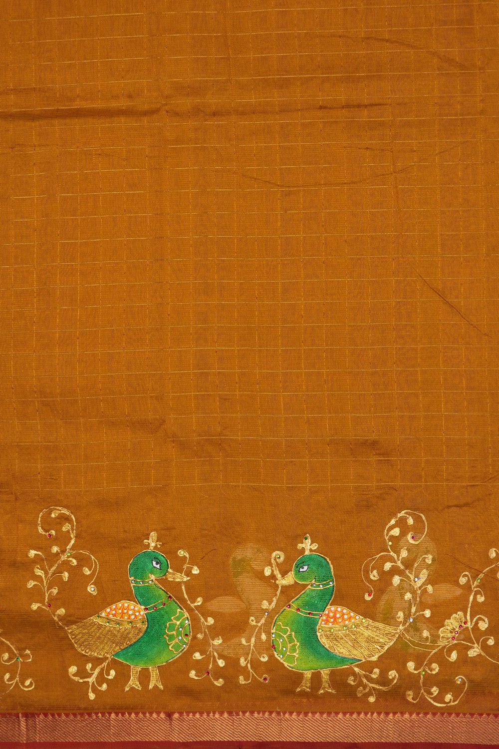 Image of Tanjore Style Hand Painted Mangalgiri Saree