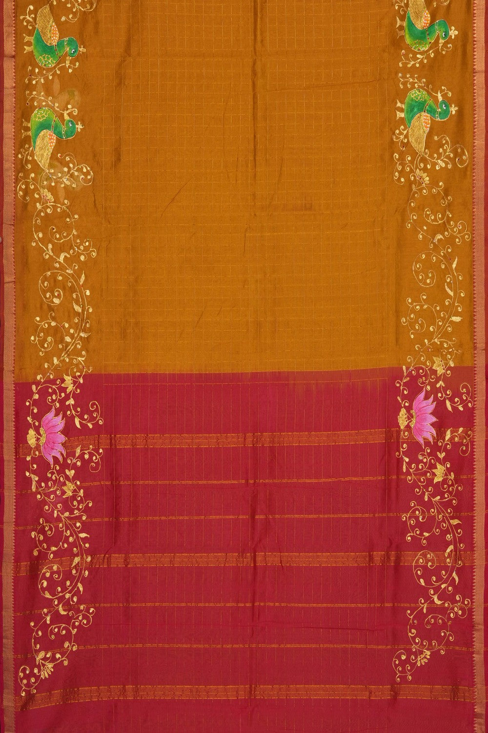 Image of Tanjore Style Hand Painted Mangalgiri Saree