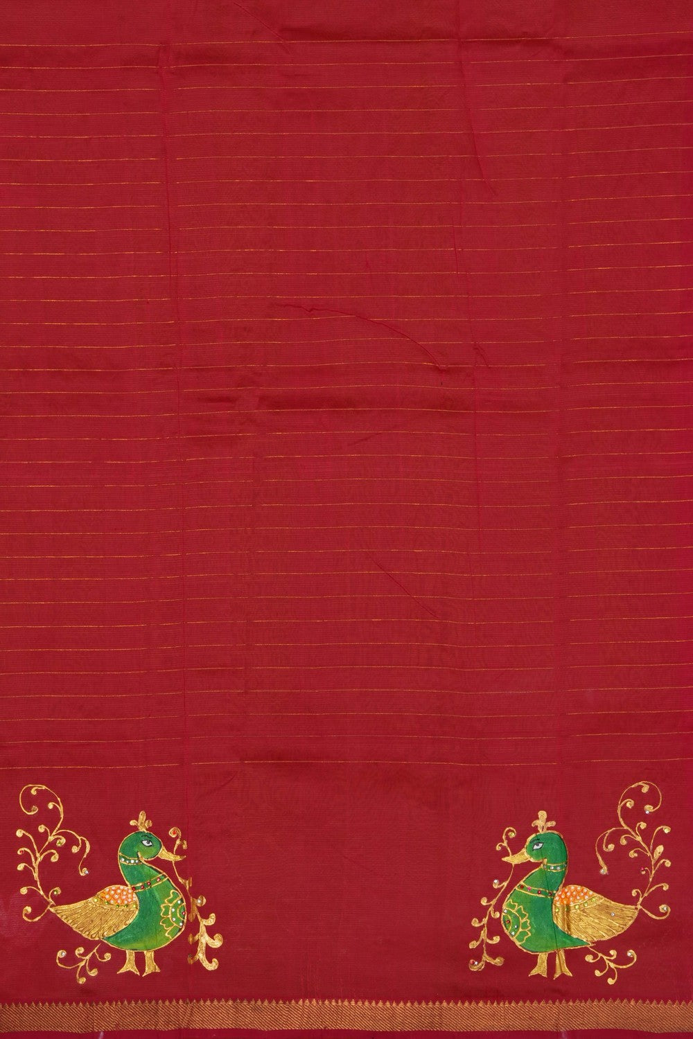 Image of Tanjore Style Hand Painted Mangalgiri Saree