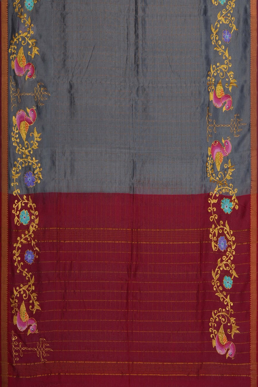 Image of Tanjore Style Hand Painted Mangalgiri Saree