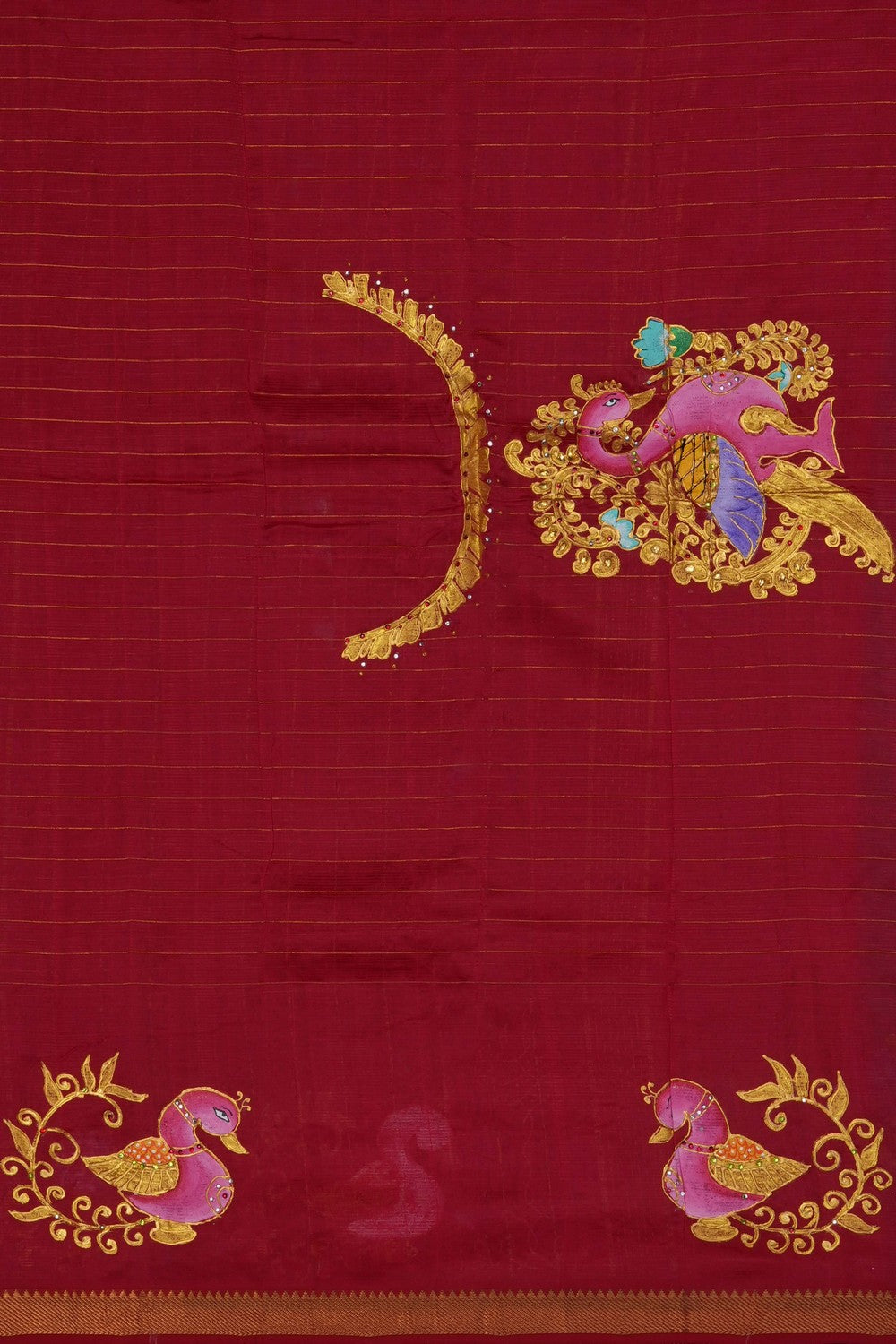 Image of Tanjore Style Hand Painted Mangalgiri Saree