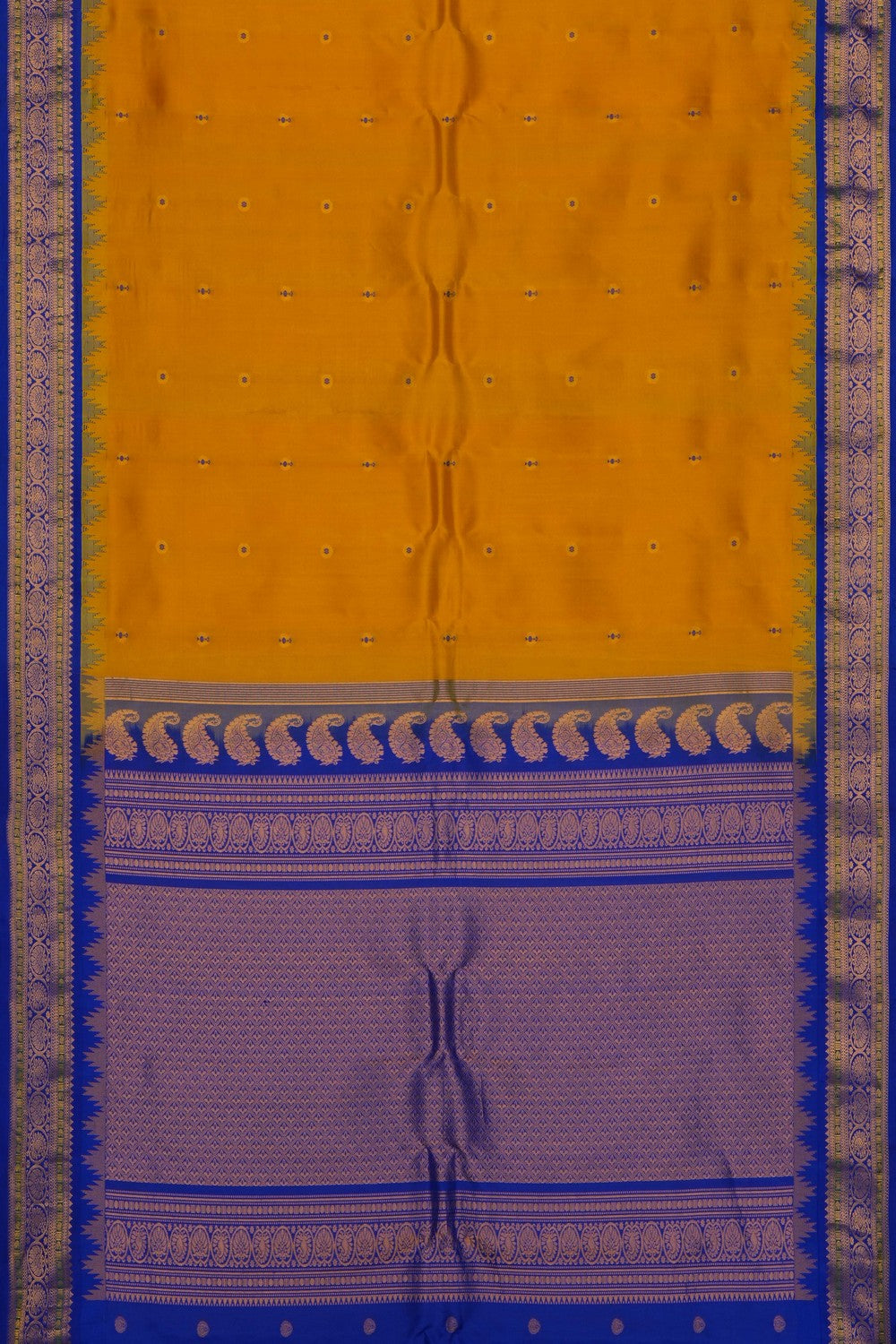 Image of Yellow Gadwal Silk Saree