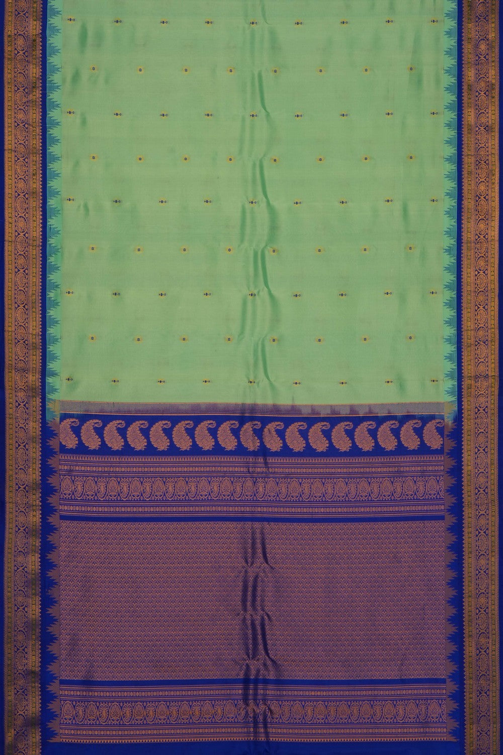 Image of Green Gadwal Silk Saree