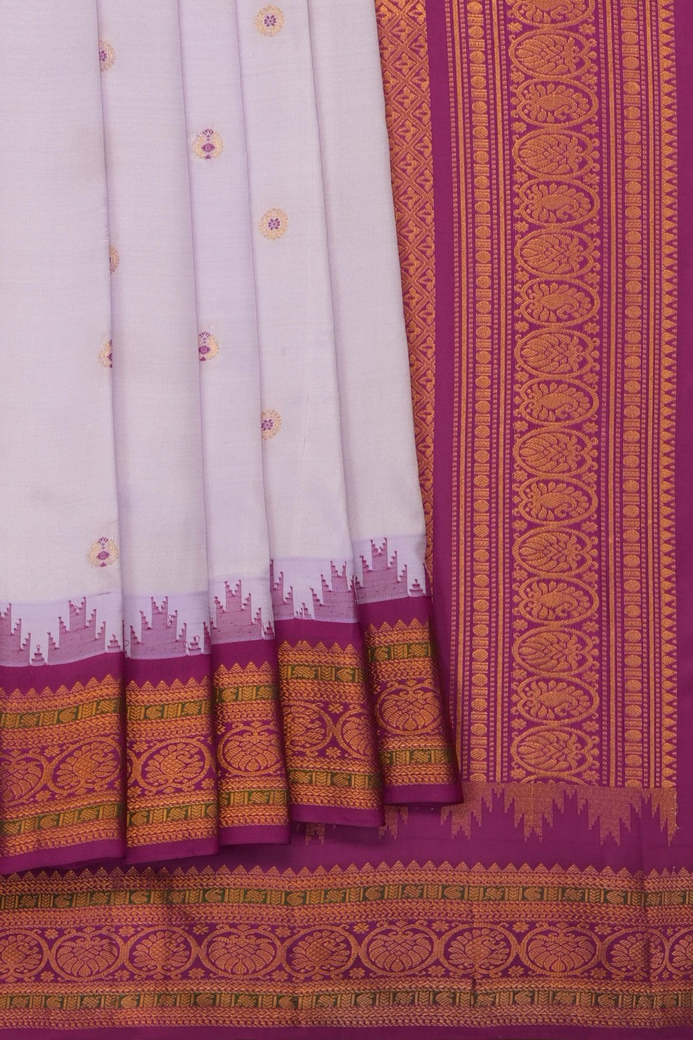 Image of Lavender-purple Gadwal Silk Saree