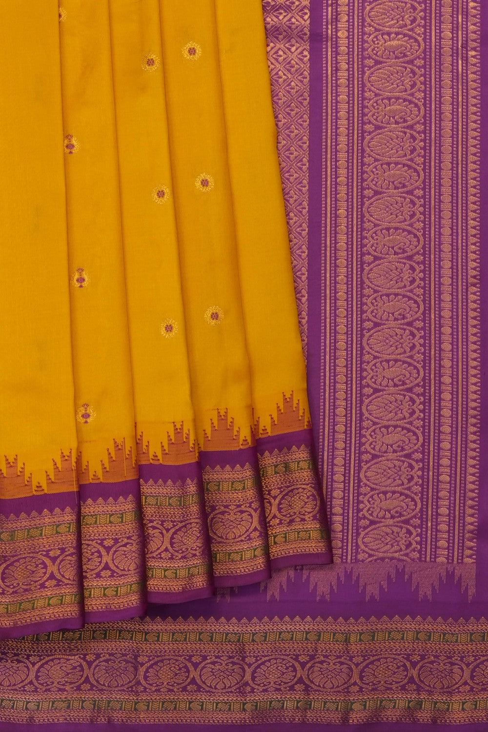 Image of Mustard Gadwal Silk Saree