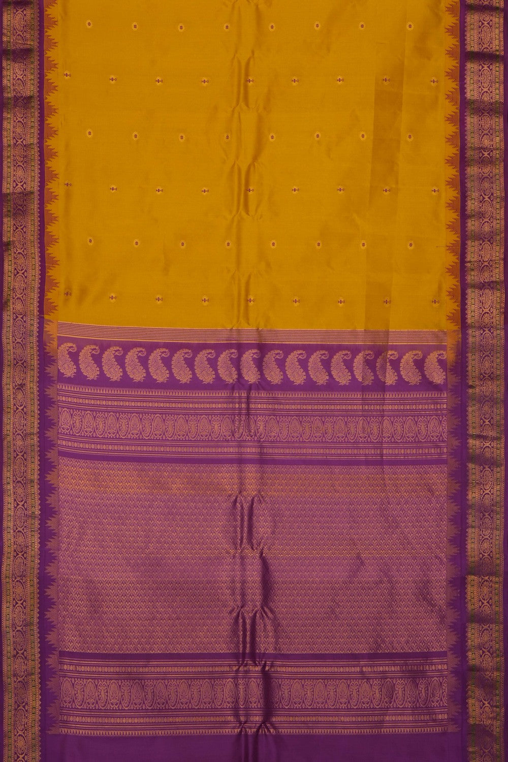 Image of Mustard Gadwal Silk Saree