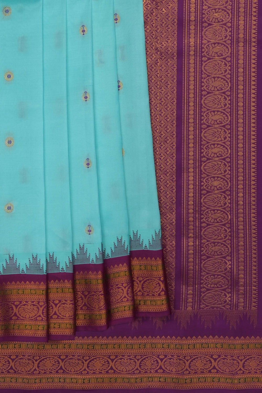 Image of Sea-Green Gadwal Silk Saree