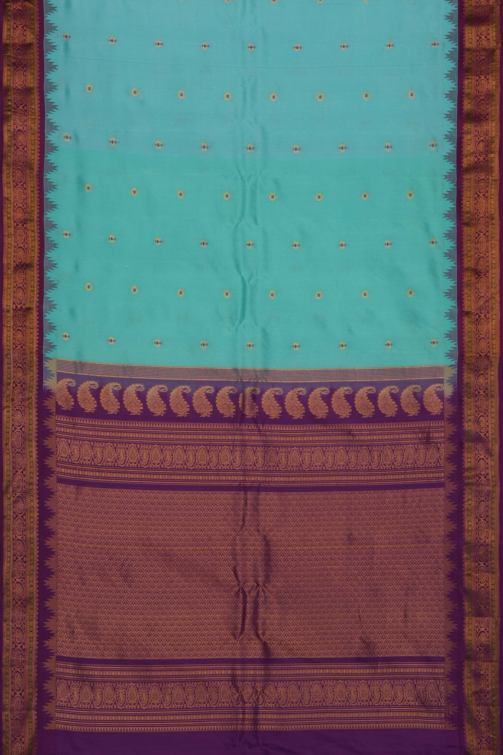 Image of Sea-Green Gadwal Silk Saree