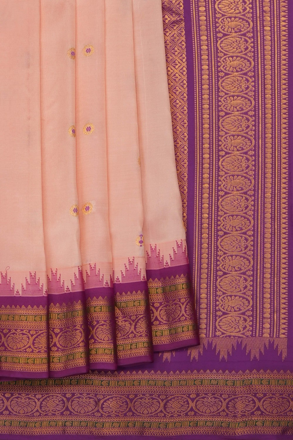Image of Peach Gadwal Silk Saree