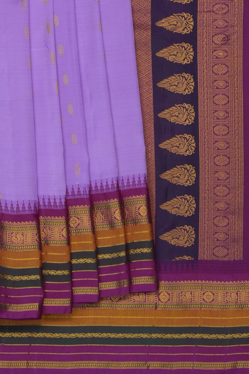 Image of Lavender-Purple Gadwal Silk Saree