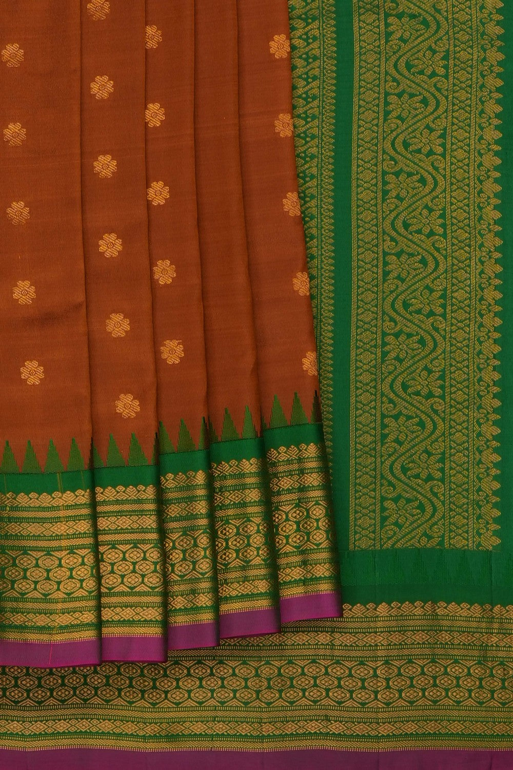 Image of Brown Gadwal Silk Saree