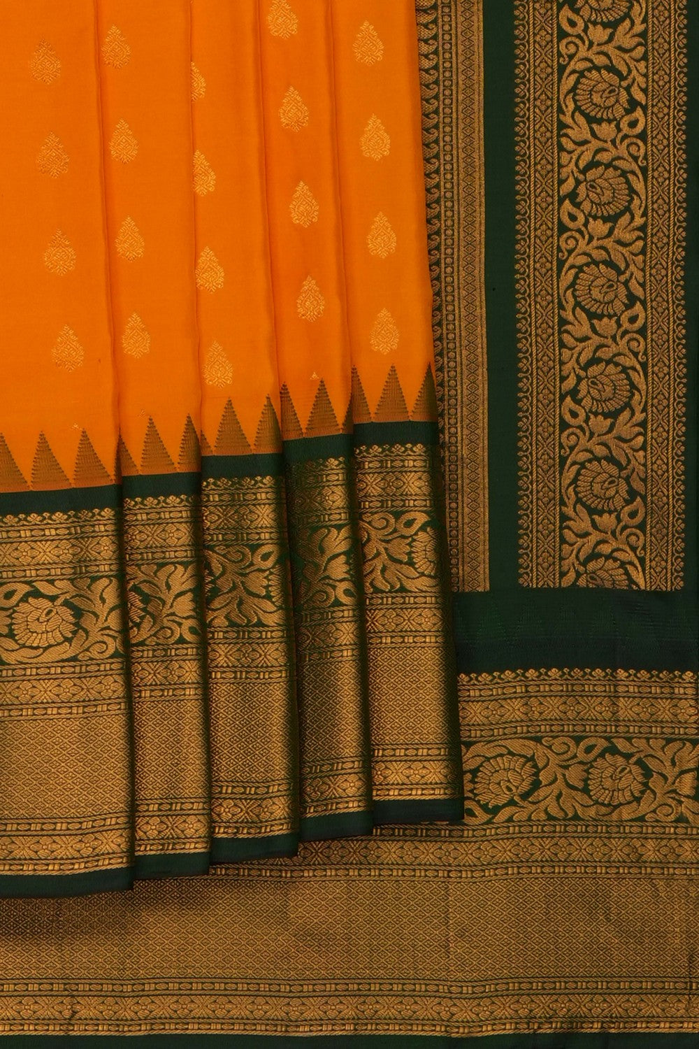 Image of Orange Gadwal Silk Saree