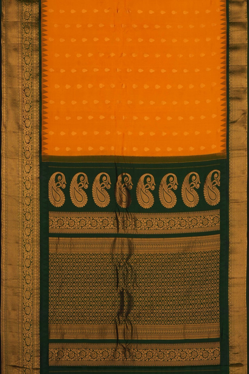 Image of Orange Gadwal Silk Saree