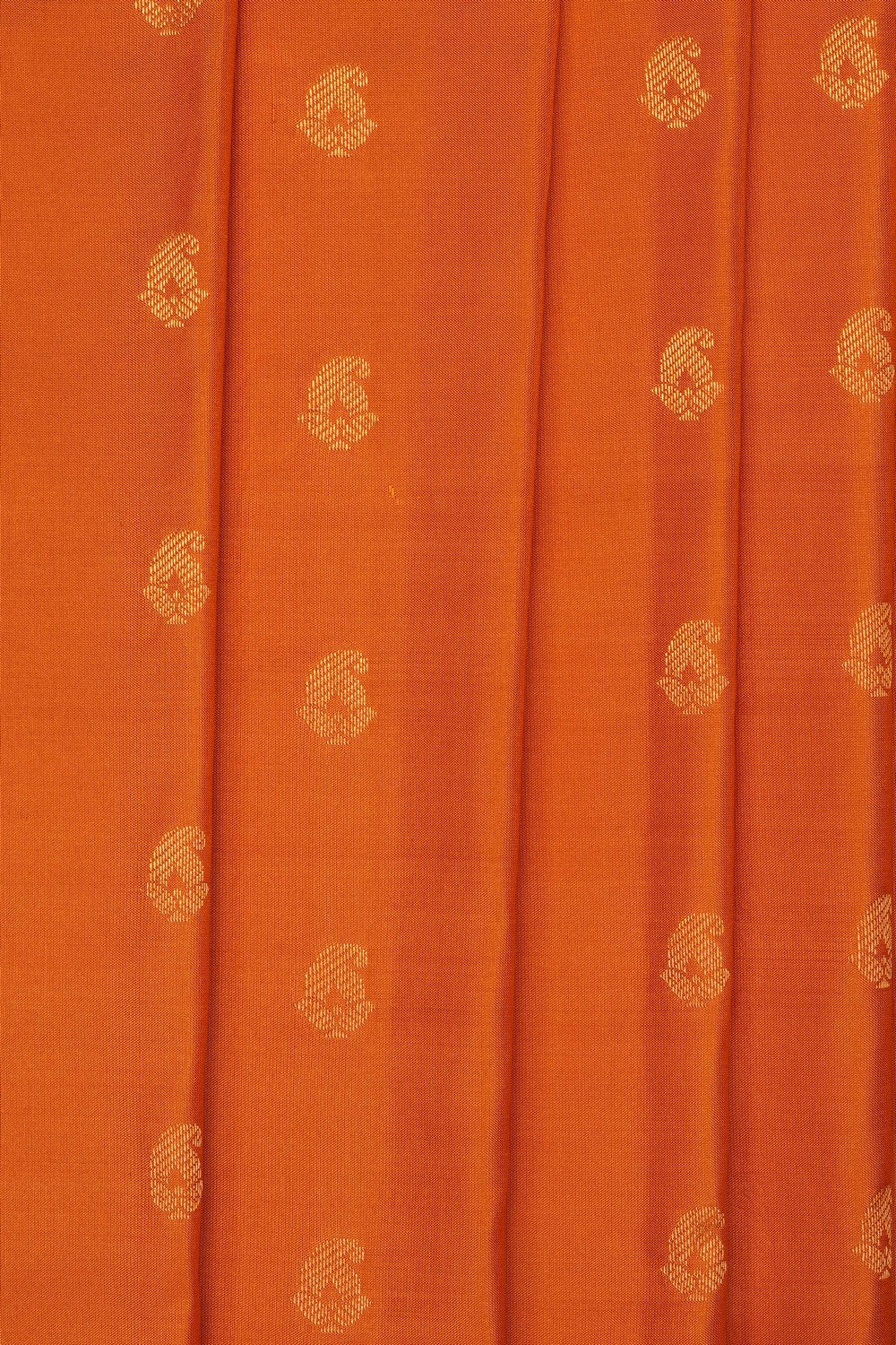 Image of Coral-Orange Gadwal Silk Saree