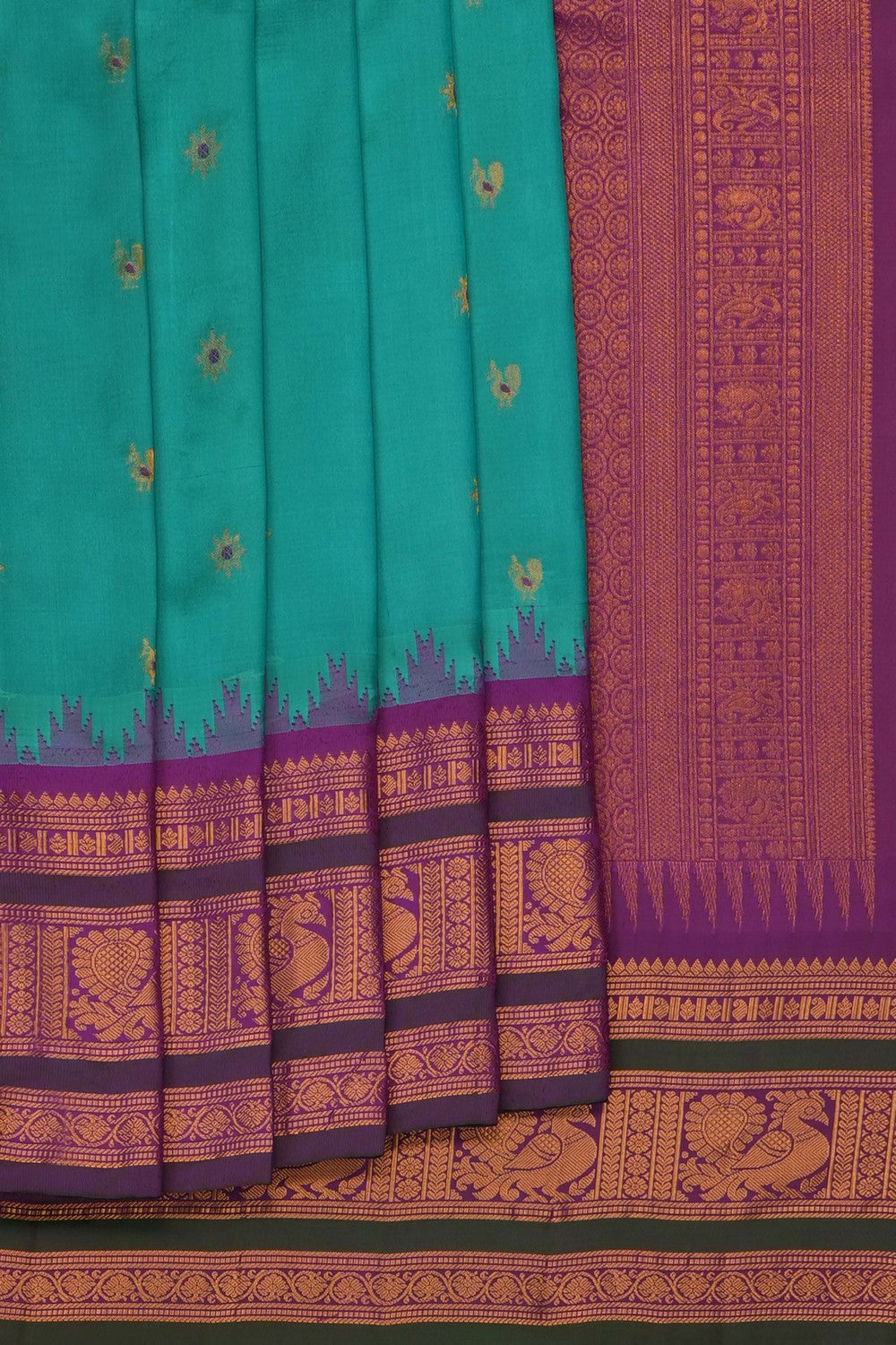 Image of Sea Green Gadwal Silk Saree