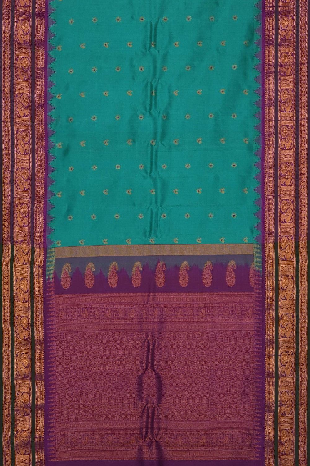 Image of Sea Green Gadwal Silk Saree