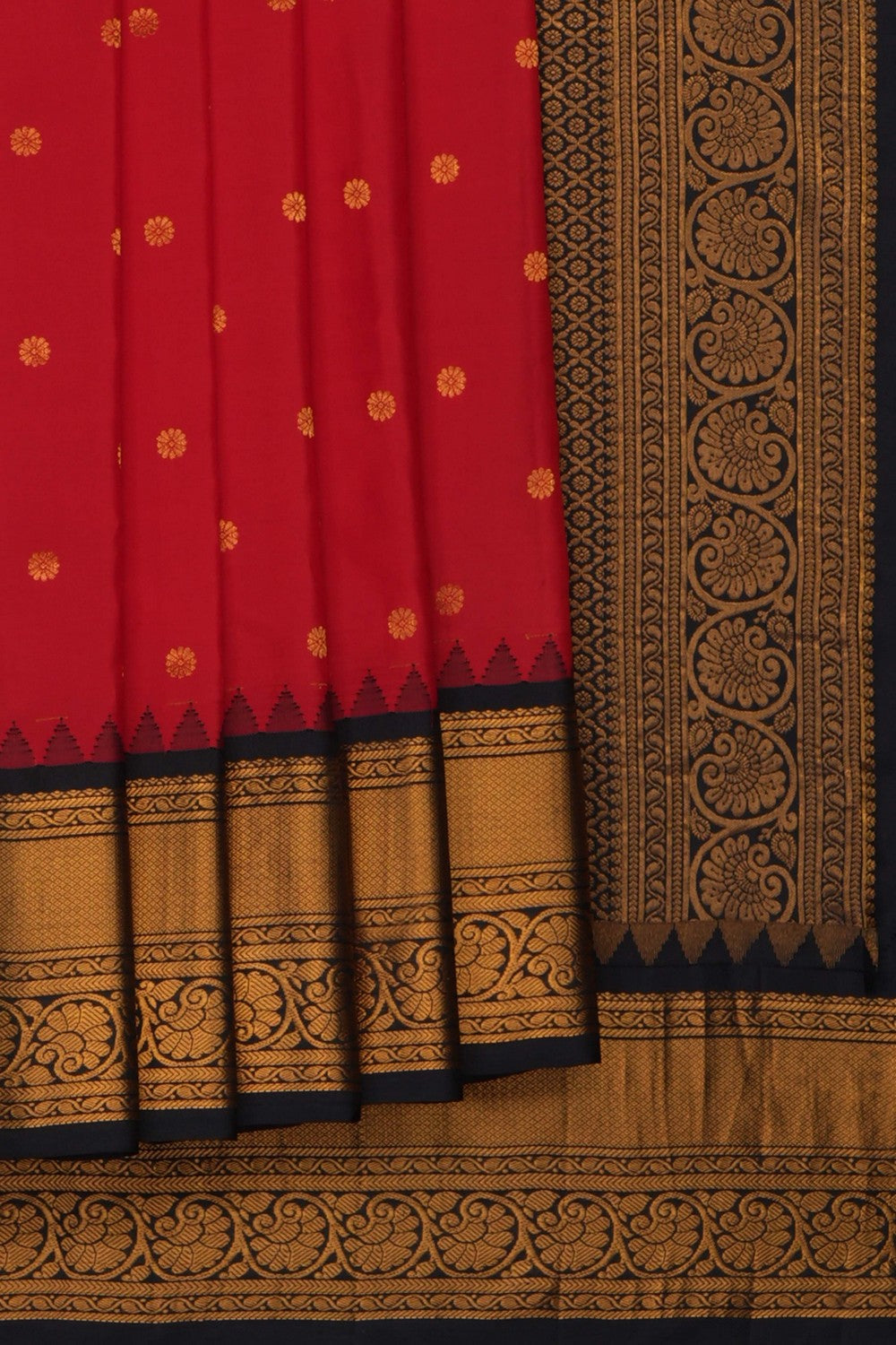 Image of Red Gadwal Silk Saree