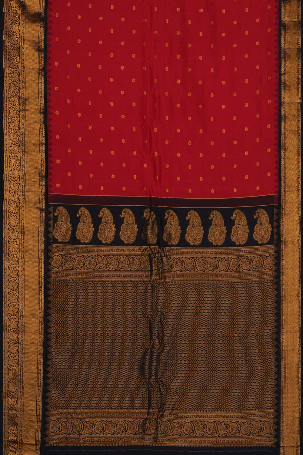 Image of Red Gadwal Silk Saree