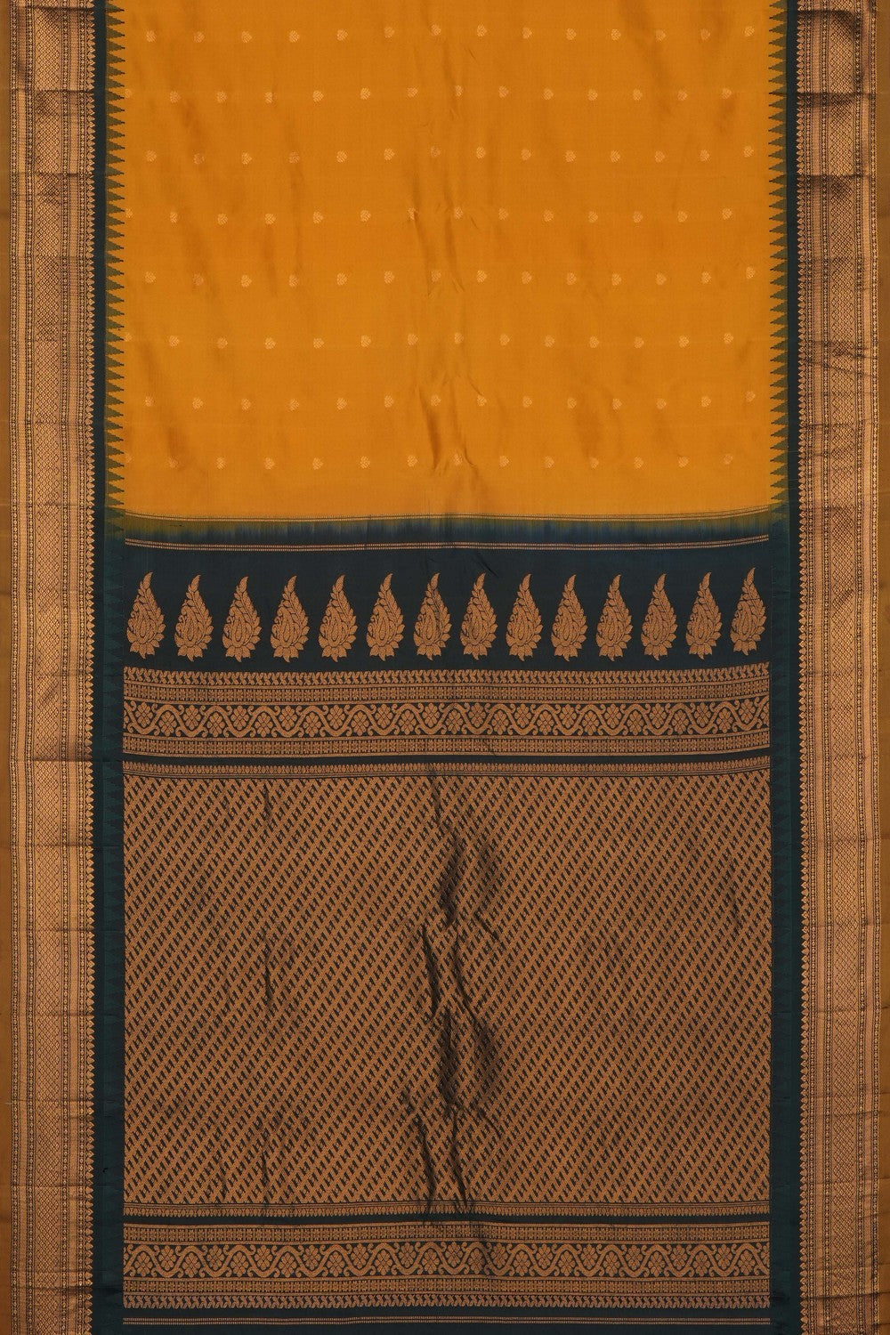 Image of Yellow Gadwal Silk Saree