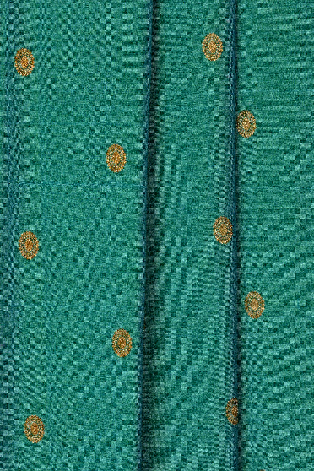 Image of Turquoise-Green Gadwal Silk Saree