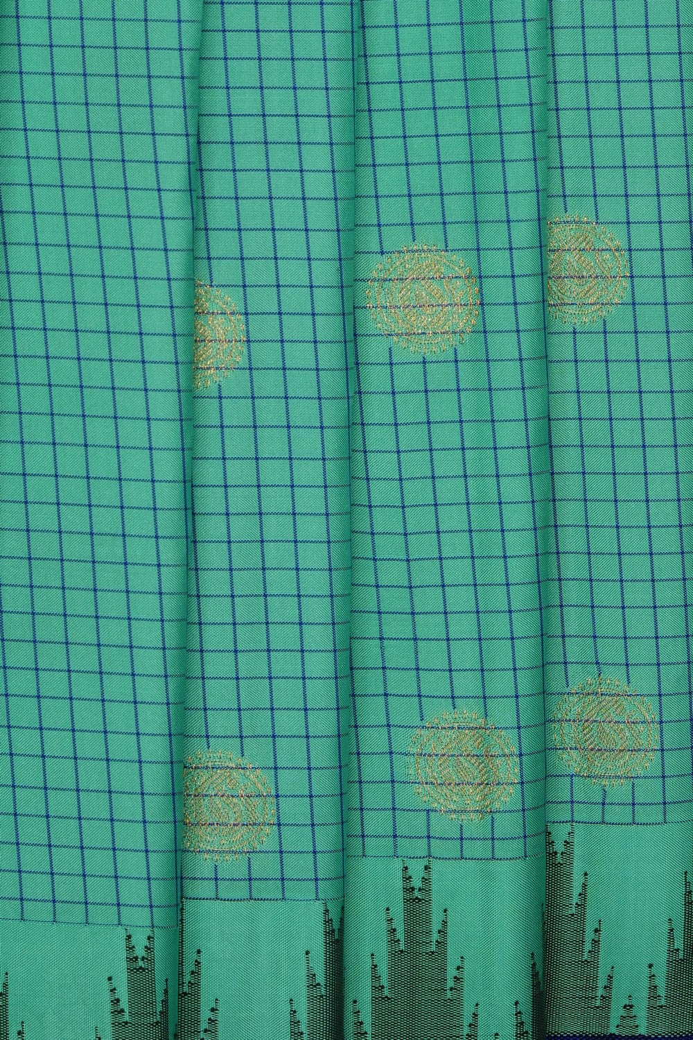 Image of Sea Green Gadwal Silk Kattam Saree