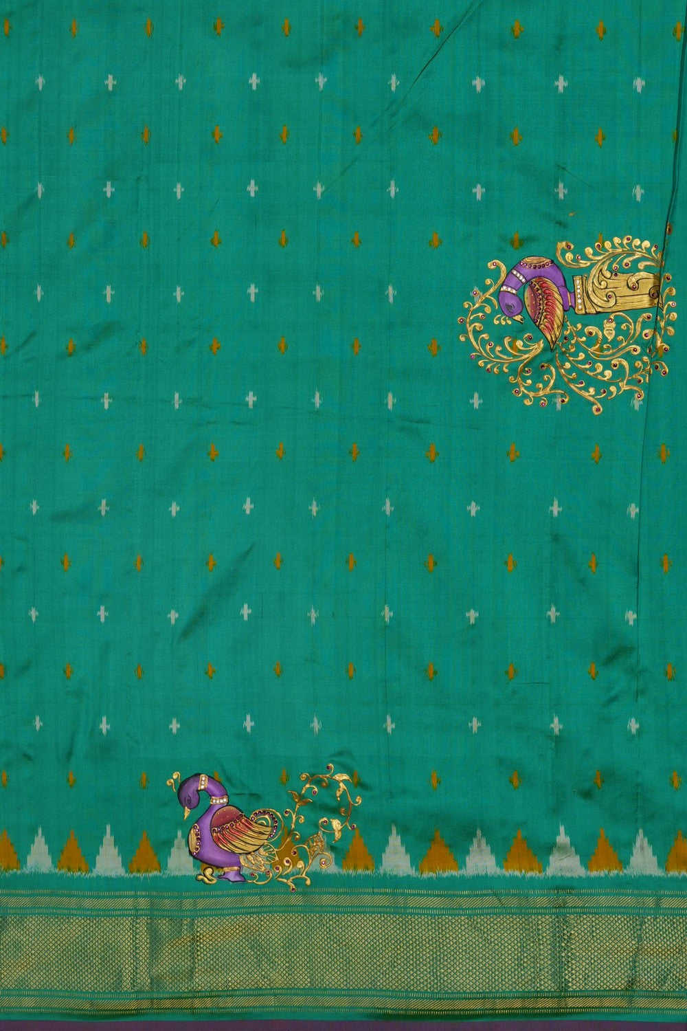 Image of A Fusion Tanjore Pochampally Saree