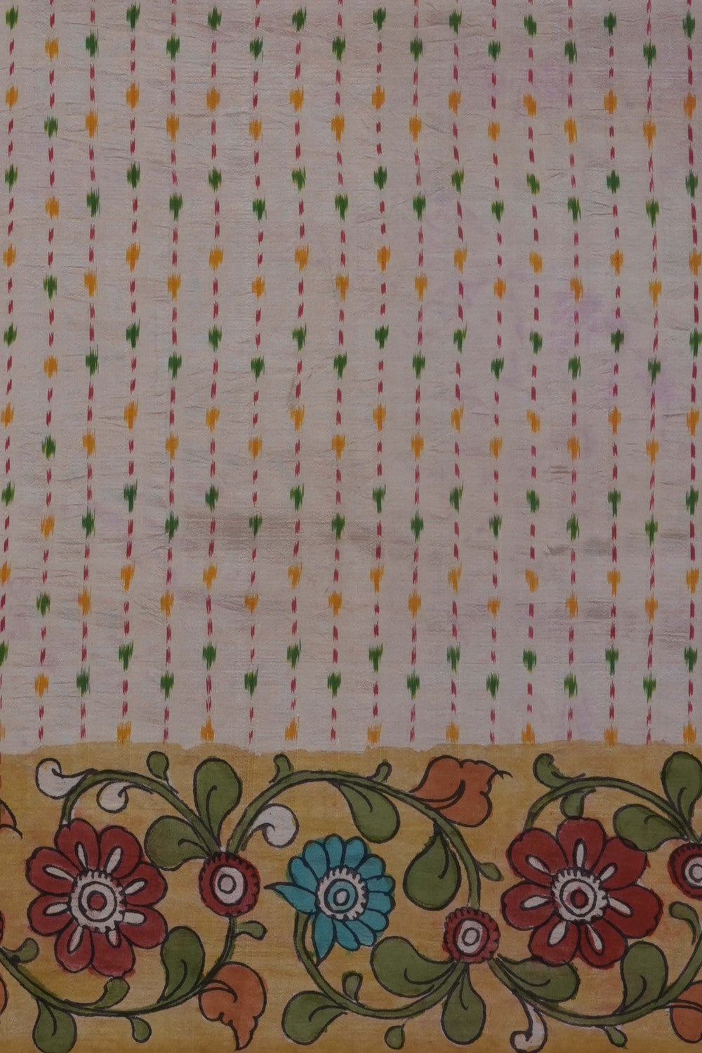 Image of A Fusion Kalamkari Pochampally Saree