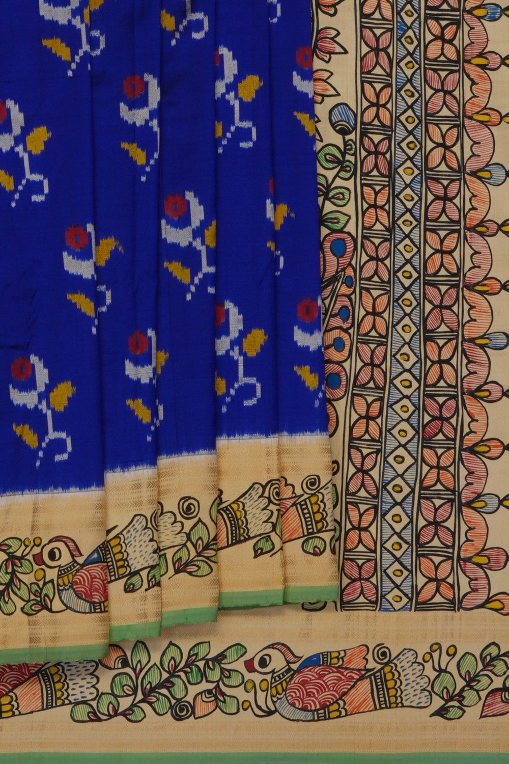 Image of A Madhubani Fusion Pochampally Silk Saree