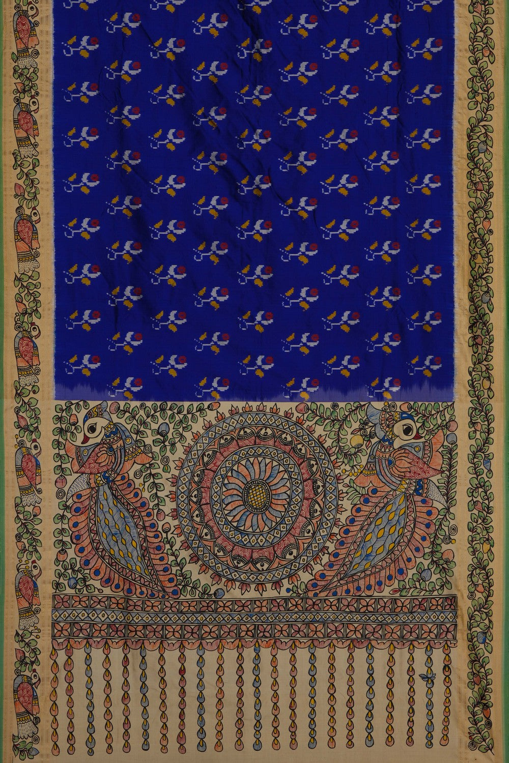 Image of A Madhubani Fusion Pochampally Silk Saree