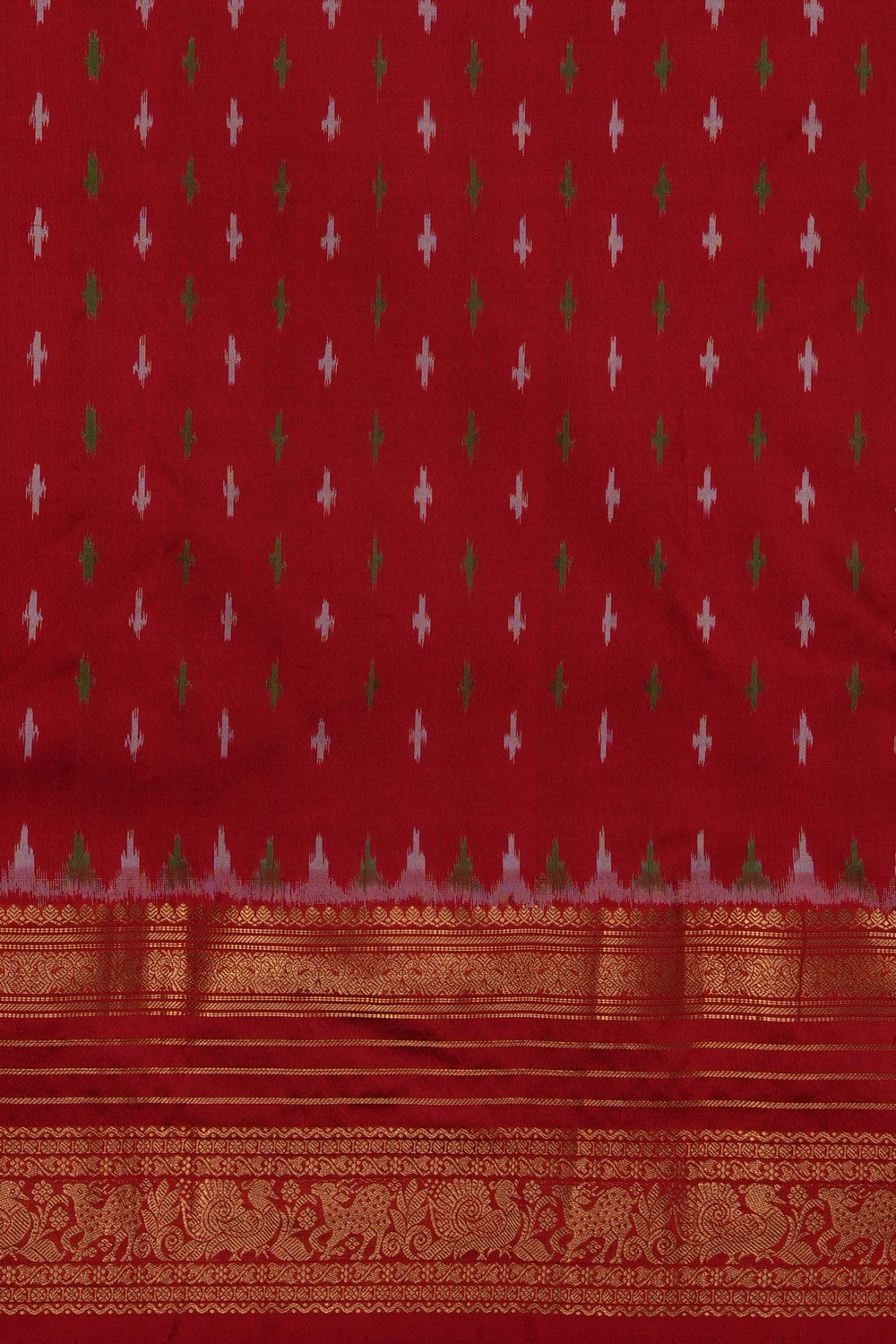 Image of Off-White Pochampally Twill Silk Saree