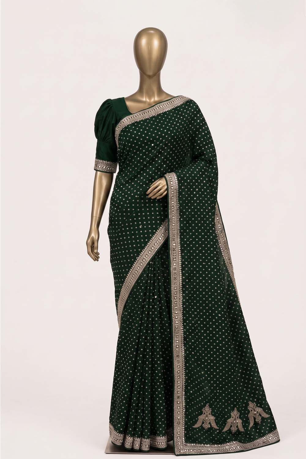 Image of A Green Embroidered Saree