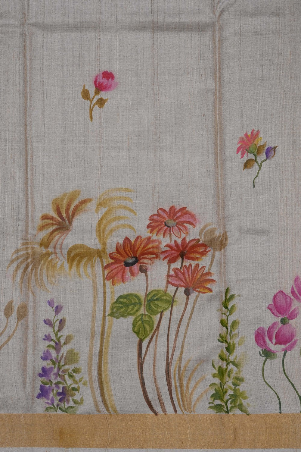 Image of Off-White Desi Tussar Silk Saree