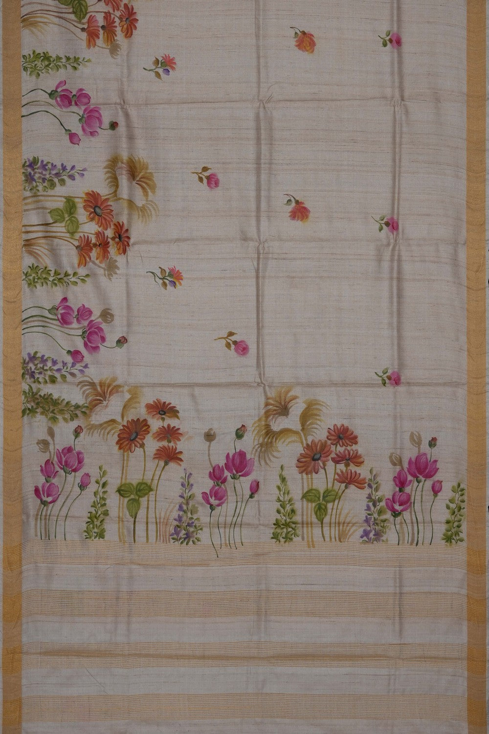 Image of Off-White Desi Tussar Silk Saree