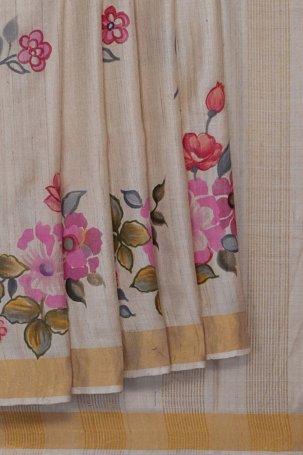 Image of Off-White Desi Tussar Silk Saree