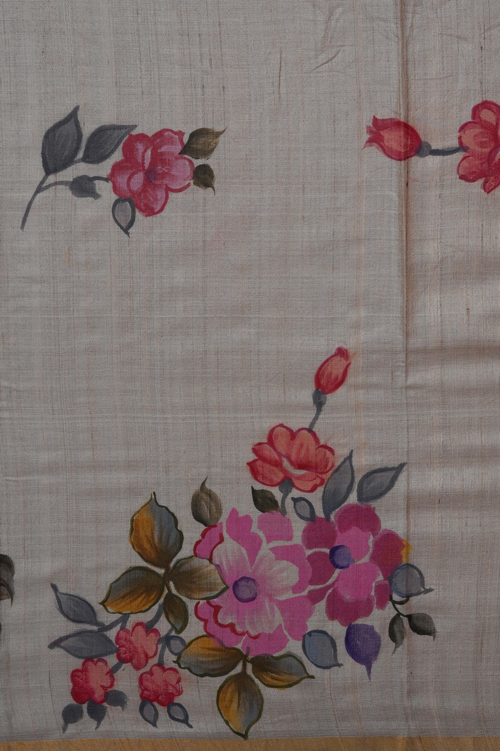 Image of Off-White Desi Tussar Silk Saree