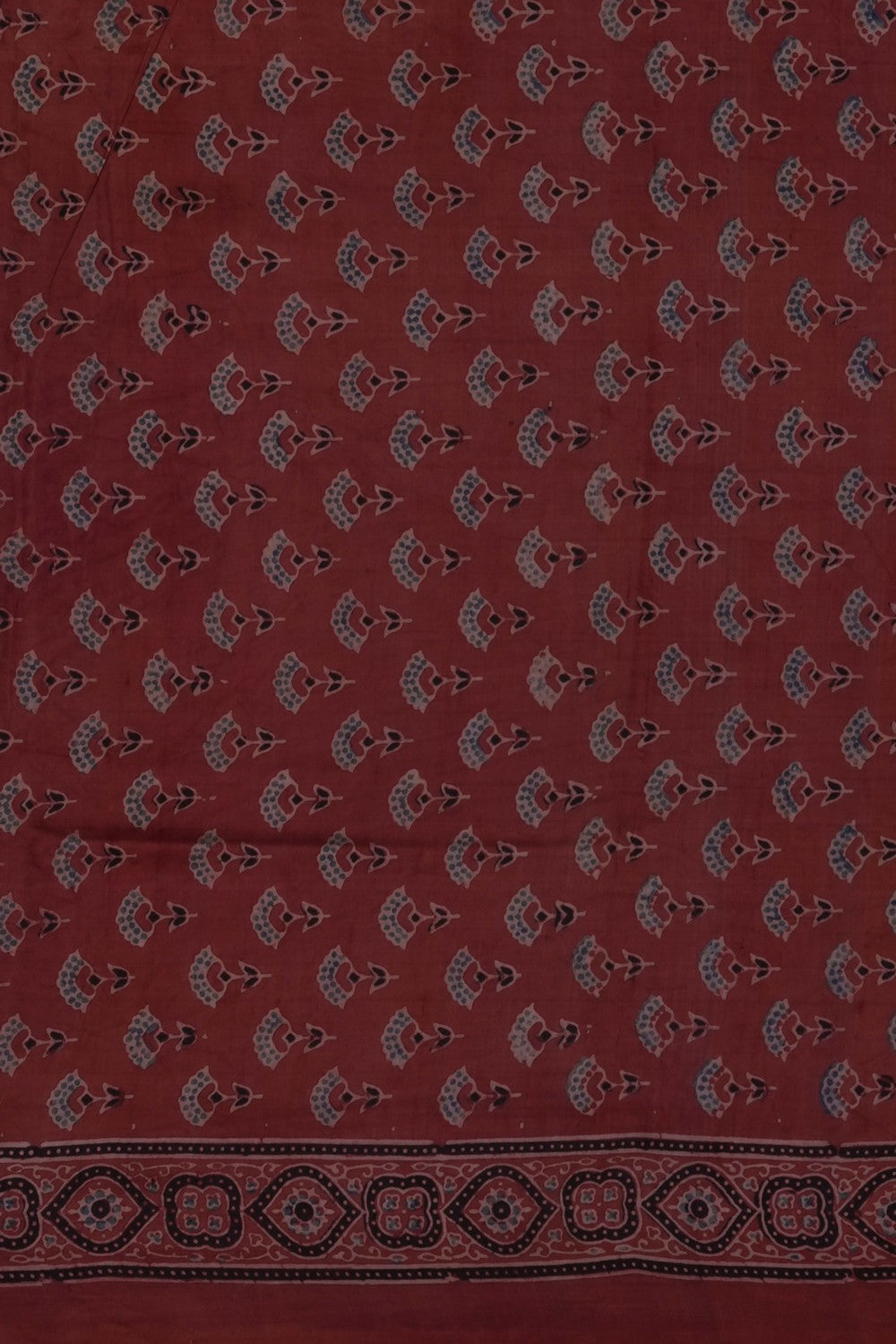 Image of Maroon Silk Ajrakh Saree