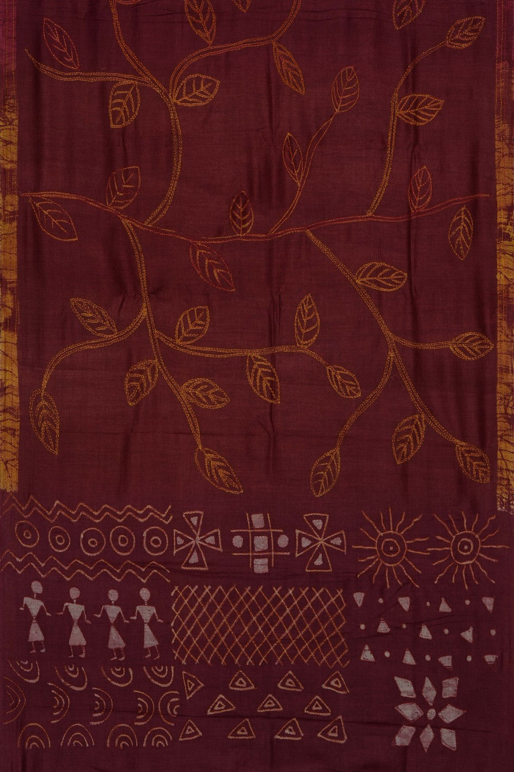 Image of Maroon Desi Tussar Silk Saree