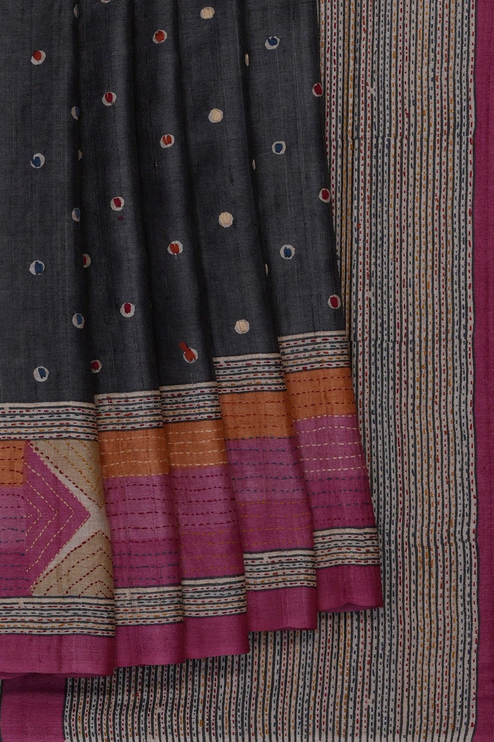 Image of Grey Desi Tussar Silk Saree
