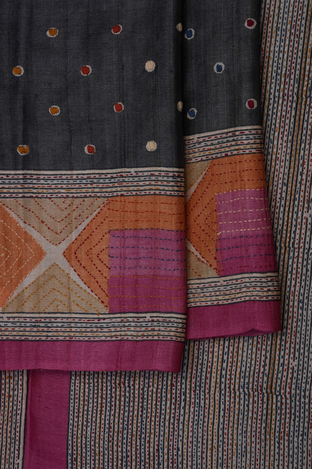 Image of Grey Desi Tussar Silk Saree