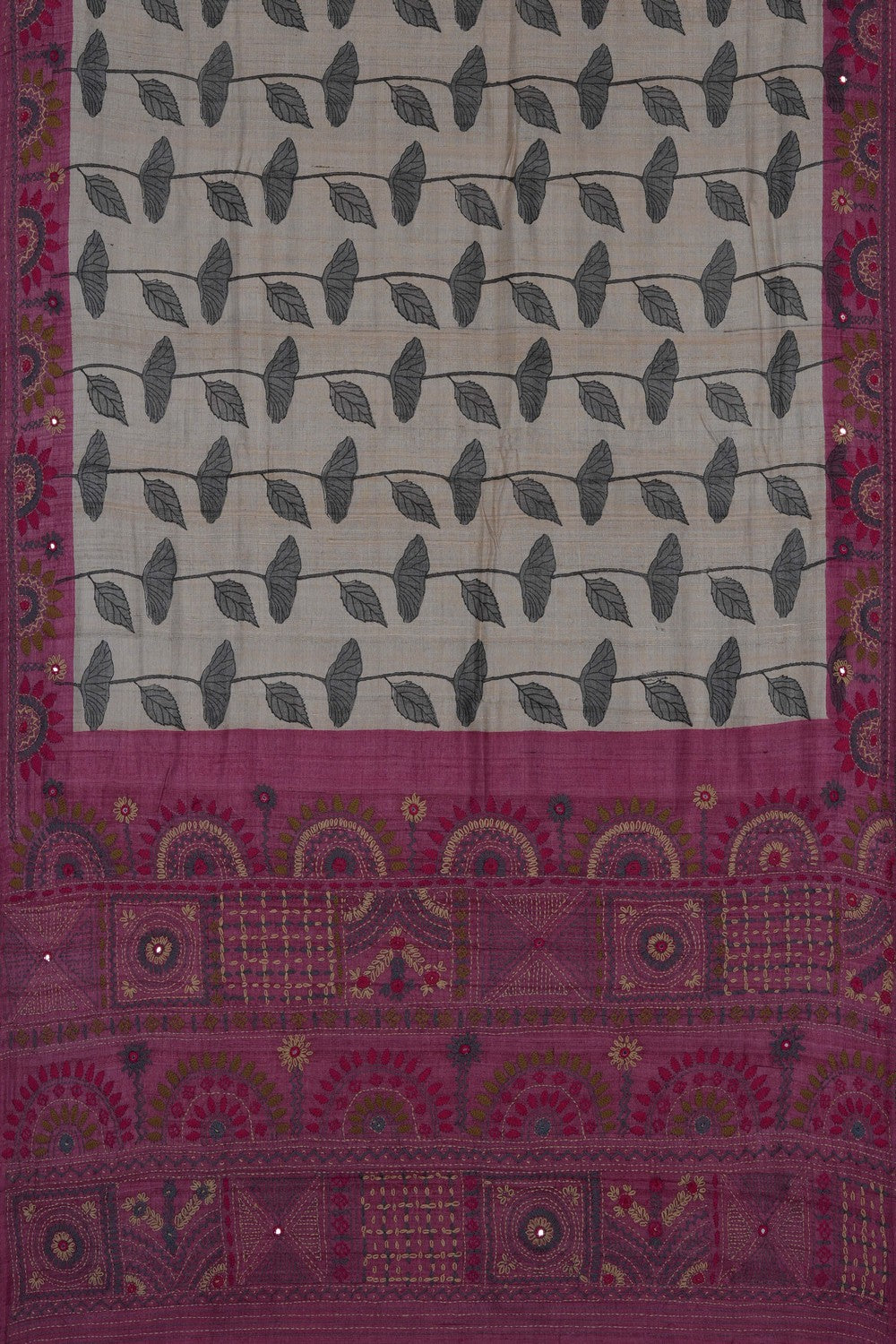 Image of Off-White Desi Tussar Silk Saree
