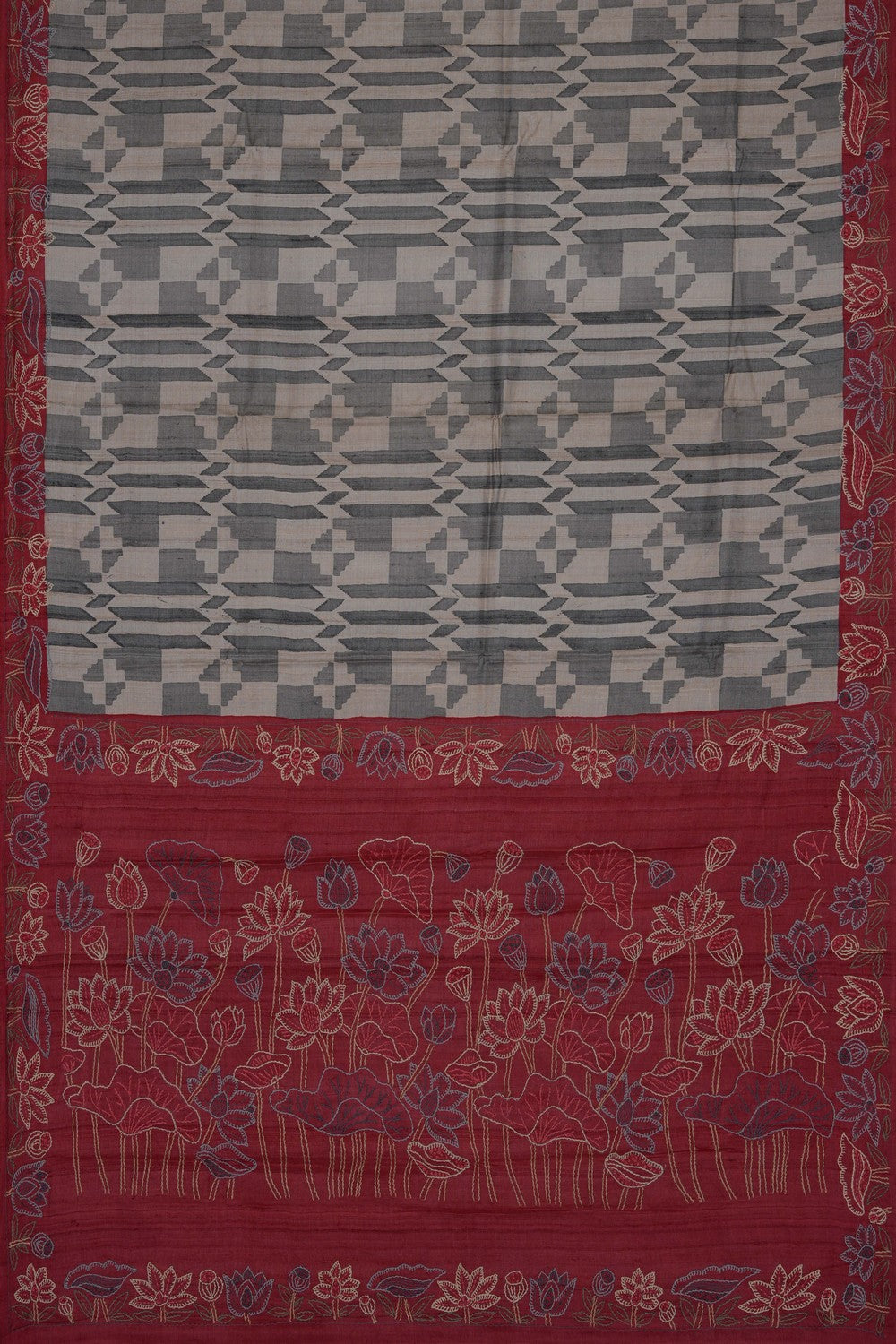 Image of Off-White Desi Tussar Silk Saree