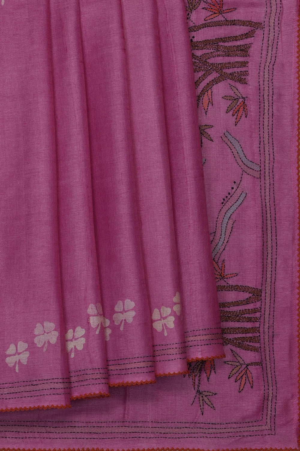 Image of Pink Desi Tussar Silk Saree